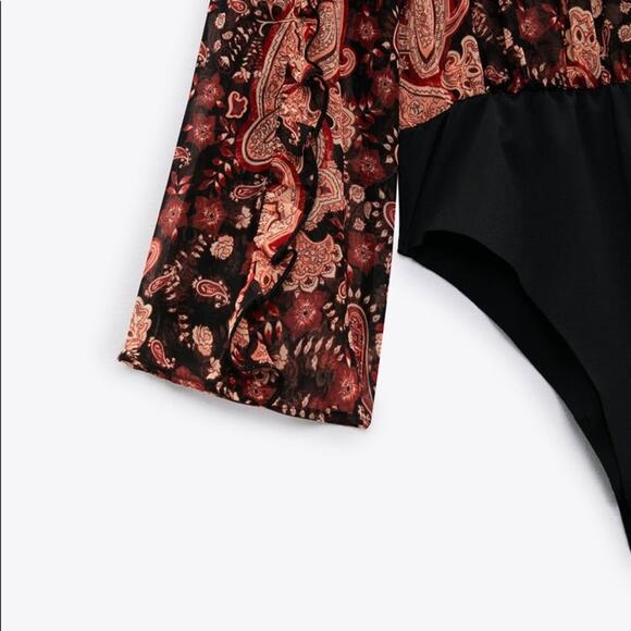 ZARA PRINTED RUFFLED BODYSUIT MULTICOLORED - Picture 9 of 9